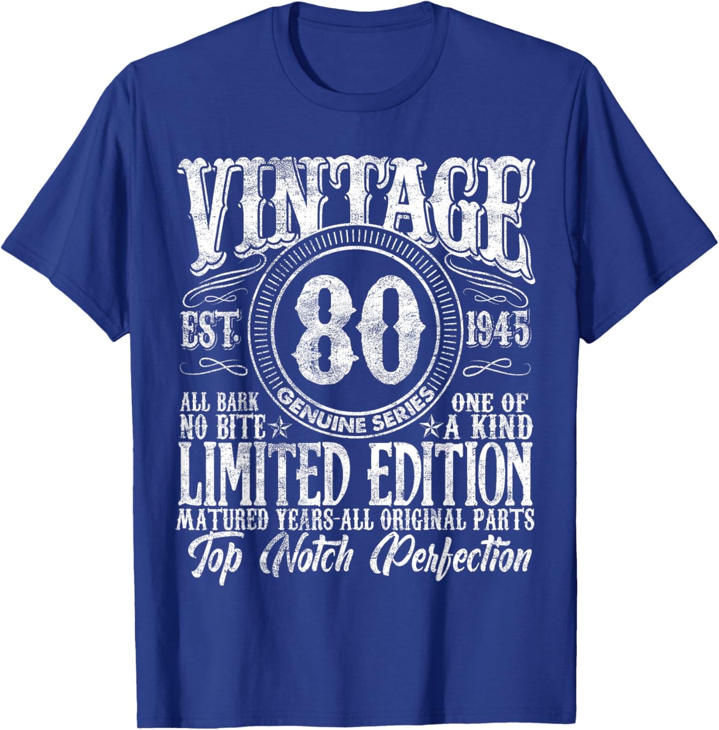 80 Year Old Gifts Vintage 1945 Limited Edition 80th Birthday T-Shirt - T-Shirt | Royal