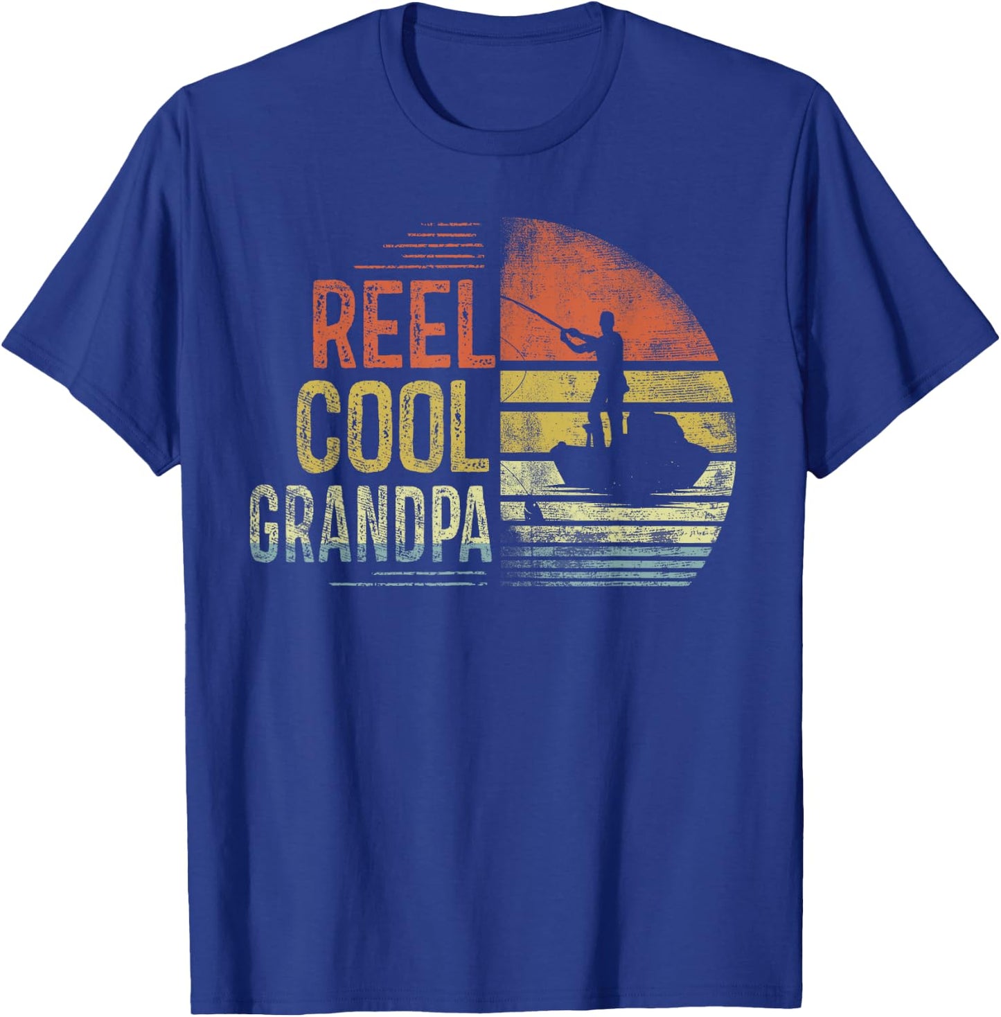 Reel Cool Grandpa Fishing Gifts Grandpa Birthday Vintage T-Shirt - T-Shirt | Royal