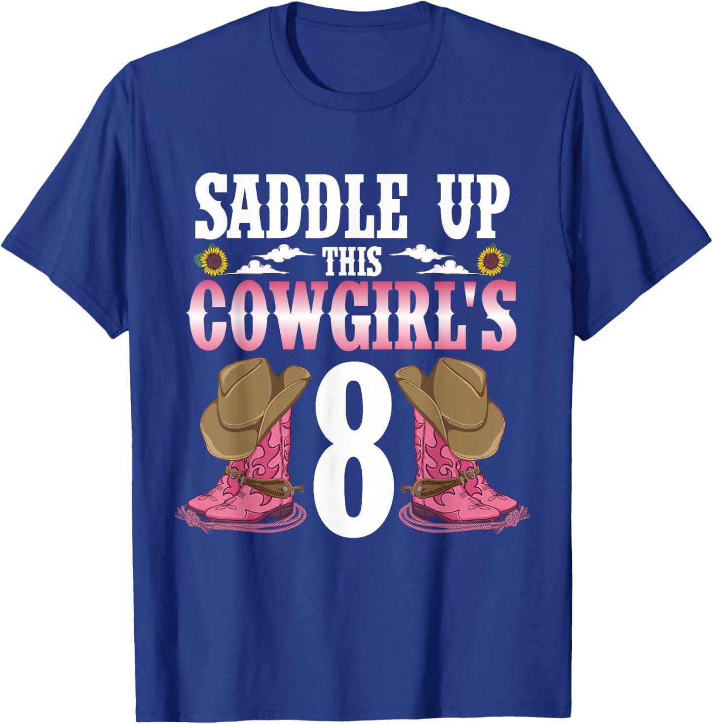Yeehaw Rodeo Eighth Birthday Celebration 8 Years Old Kid T-Shirt - T-Shirt | Royal