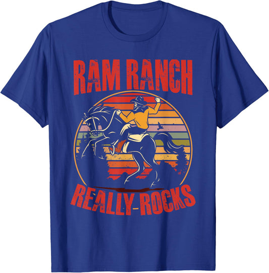 Ram Ranch Really Rocks Western Horse Riding Cowboy T-Shirt - T-Shirt | Royal