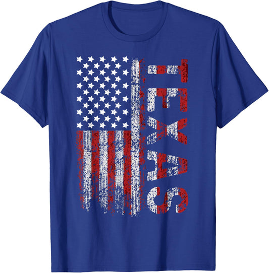 American Flag Texas 4th of July Men, Women and Youth T-Shirt - T-Shirt | Royal
