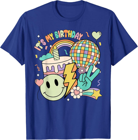 Its My Birthday Shirt Groovy Birthday Women Teens Girls T-Shirt - T-Shirt | Royal