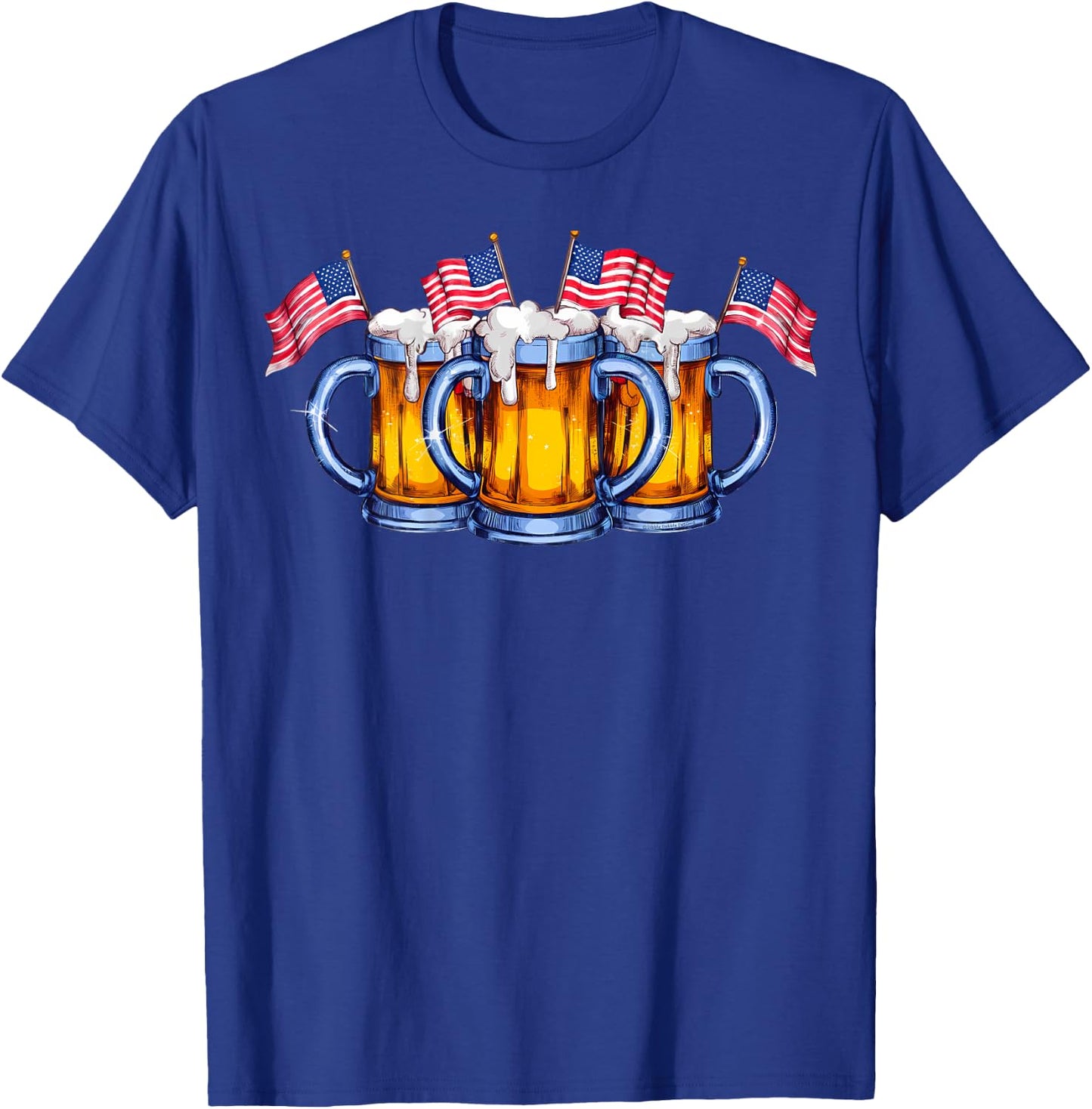 On Back. Patriotic Beer American Flag USA Merica 4th of July T-Shirt - T-Shirt | Royal