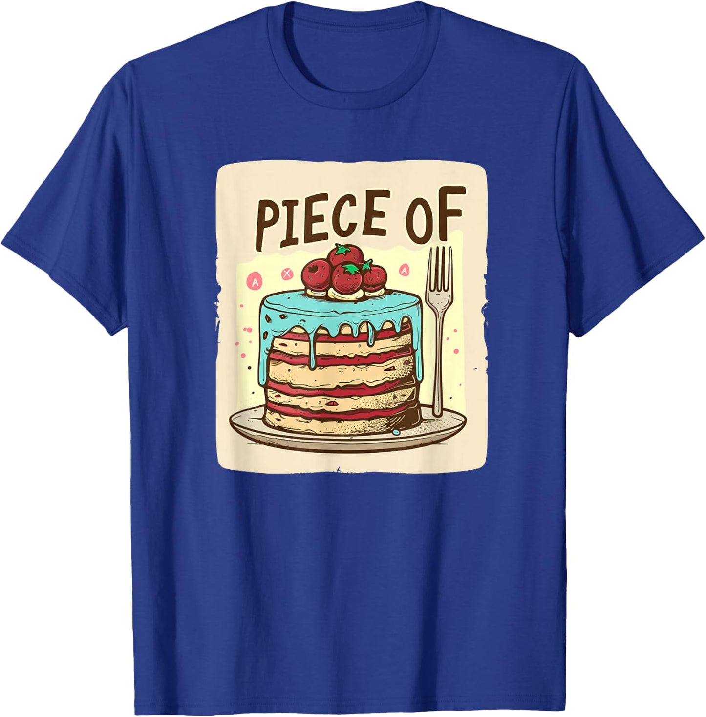 Piece of Cake Outfit -Adults Kids Black Small Modern City Cartoon Lightweight Classic Fit Short Sleeve T-Shirt - T-Shirt | Royal