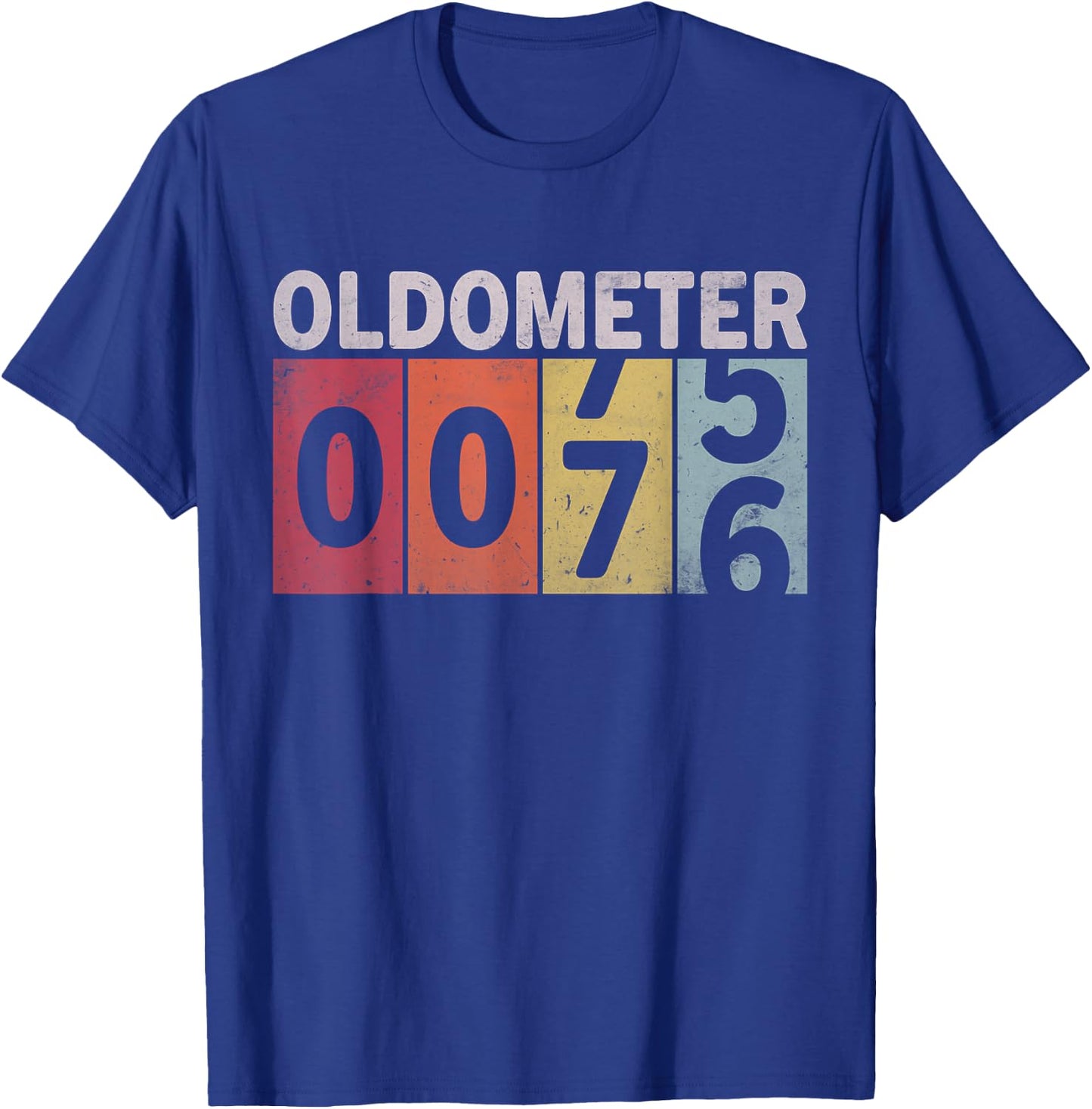 Oldometer 75-76 Funny 76 Years Old Birthday T-Shirt - T-Shirt | Royal