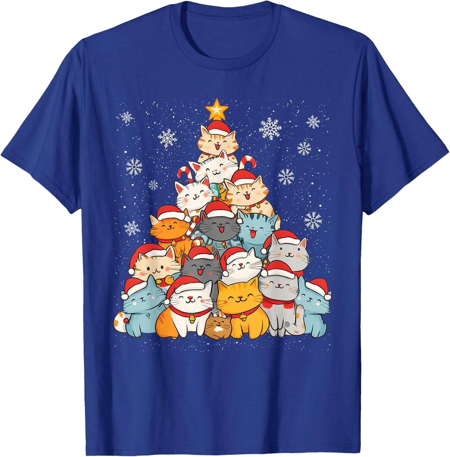 Merry Catmas Merry Christmas Tree Cat Lover Men Women Kids T-Shirt - T-Shirt | Royal