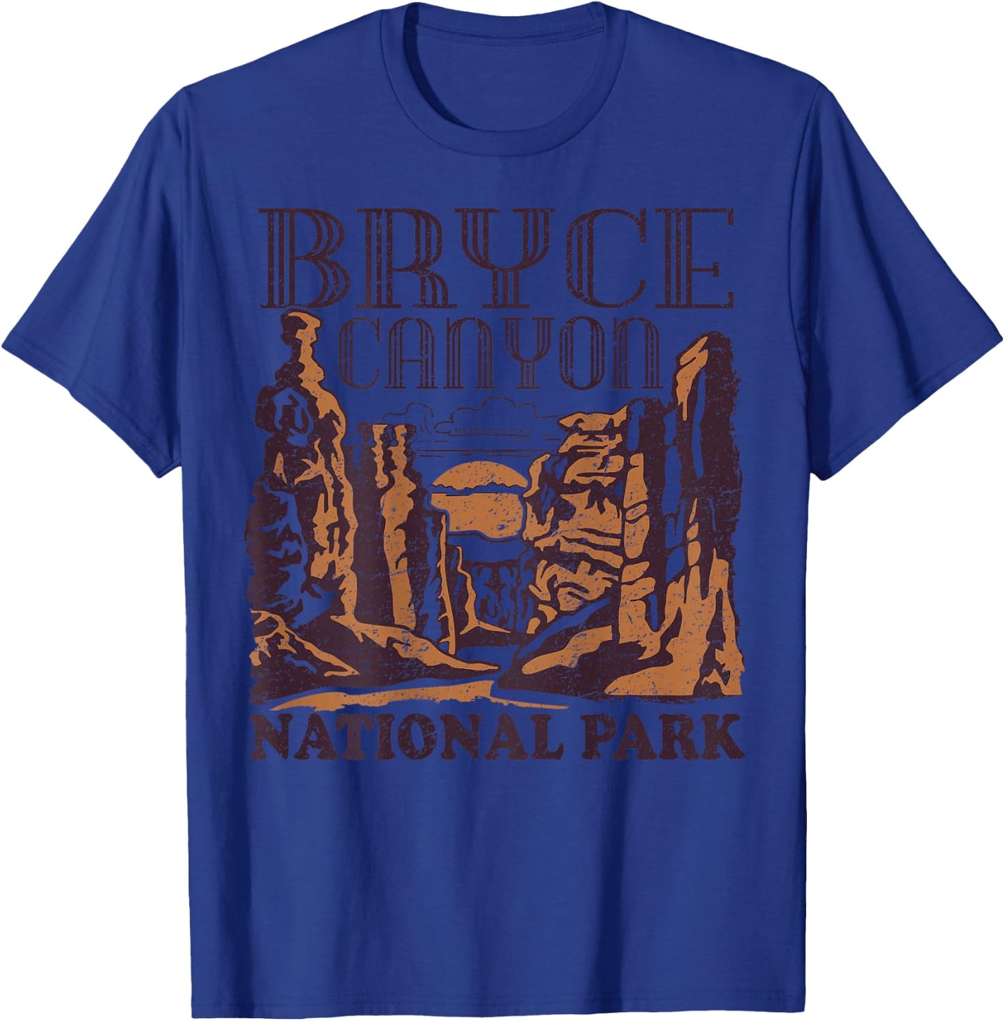 Bryce Canyon National Park (Design on Back) Vintage Style T-Shirt - T-Shirt | Royal