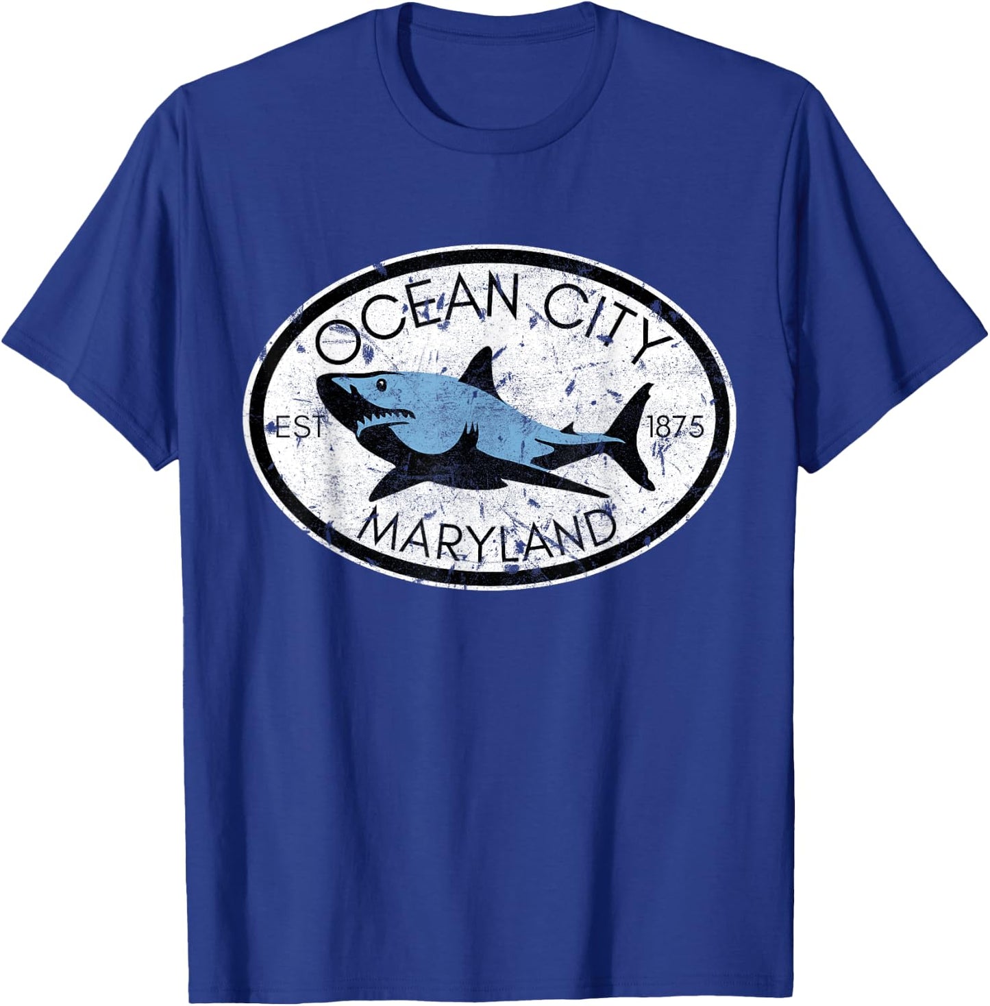Ocean City Maryland Fishing Shark Fish Beach MD Vintage Women Kids T-Shirt - T-Shirt | Royal