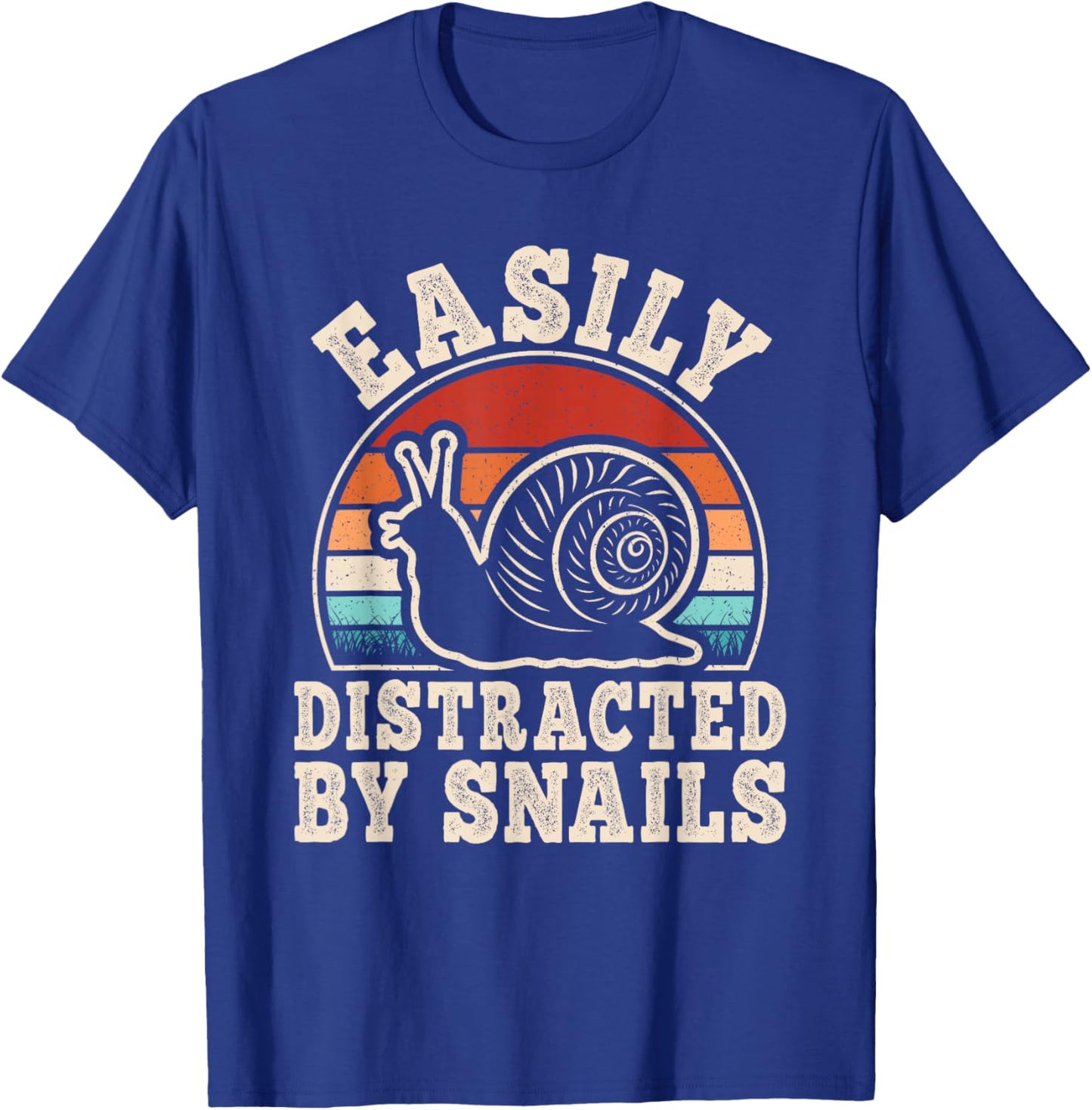 Easily Distracted By Snails Funny Retro Snail Men Women Kids T-Shirt - T-Shirt | Royal
