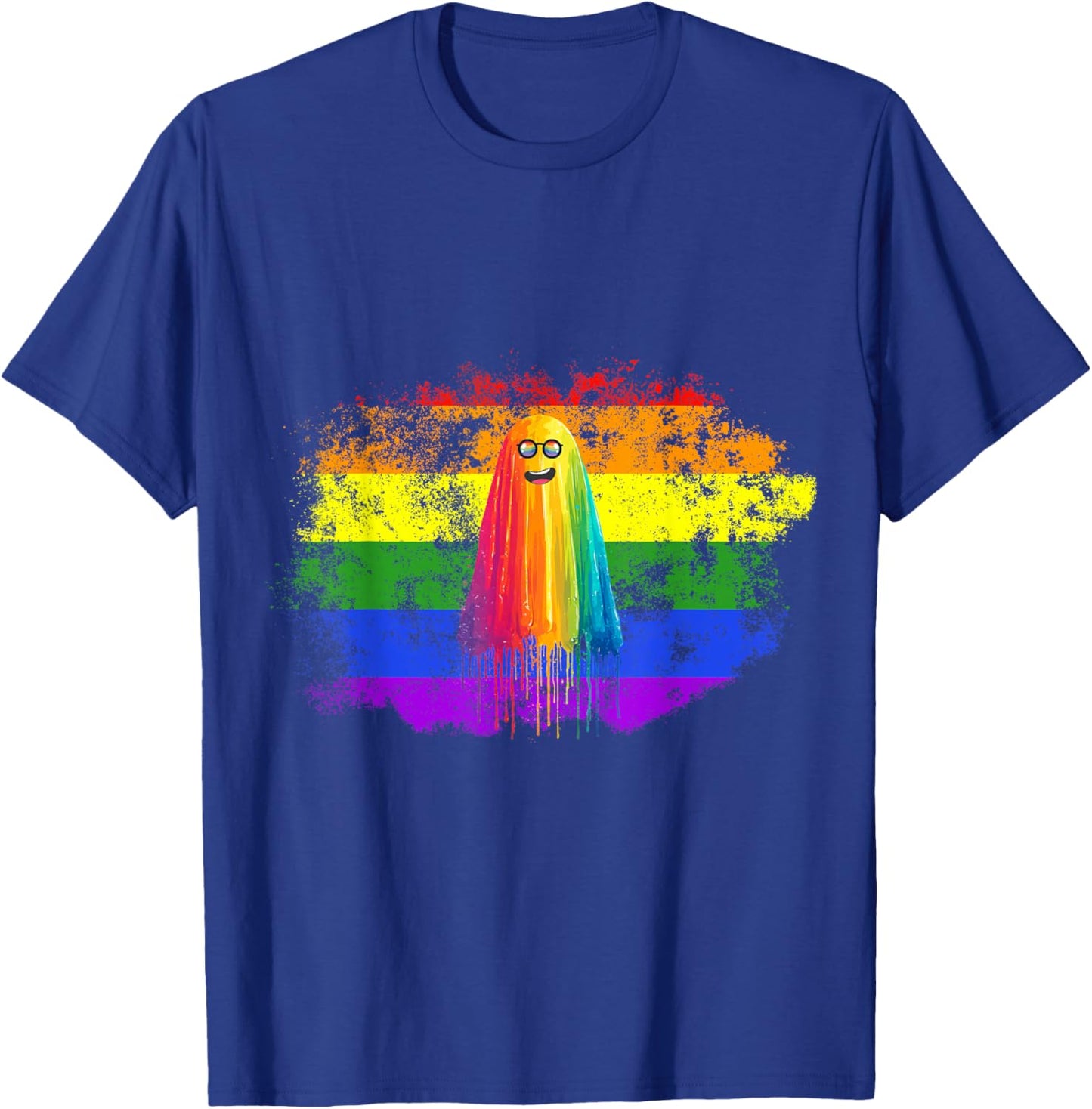 Rainbow Ghost LGBTQ Pride Cute Halloween Colorful Spooky Fun T-Shirt - T-Shirt | Royal