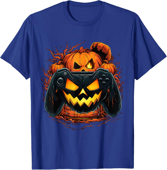 Halloween Shirt Gamer Gaming Pumpkin Boys Halloween Costume T-Shirt - T-Shirt | Royal