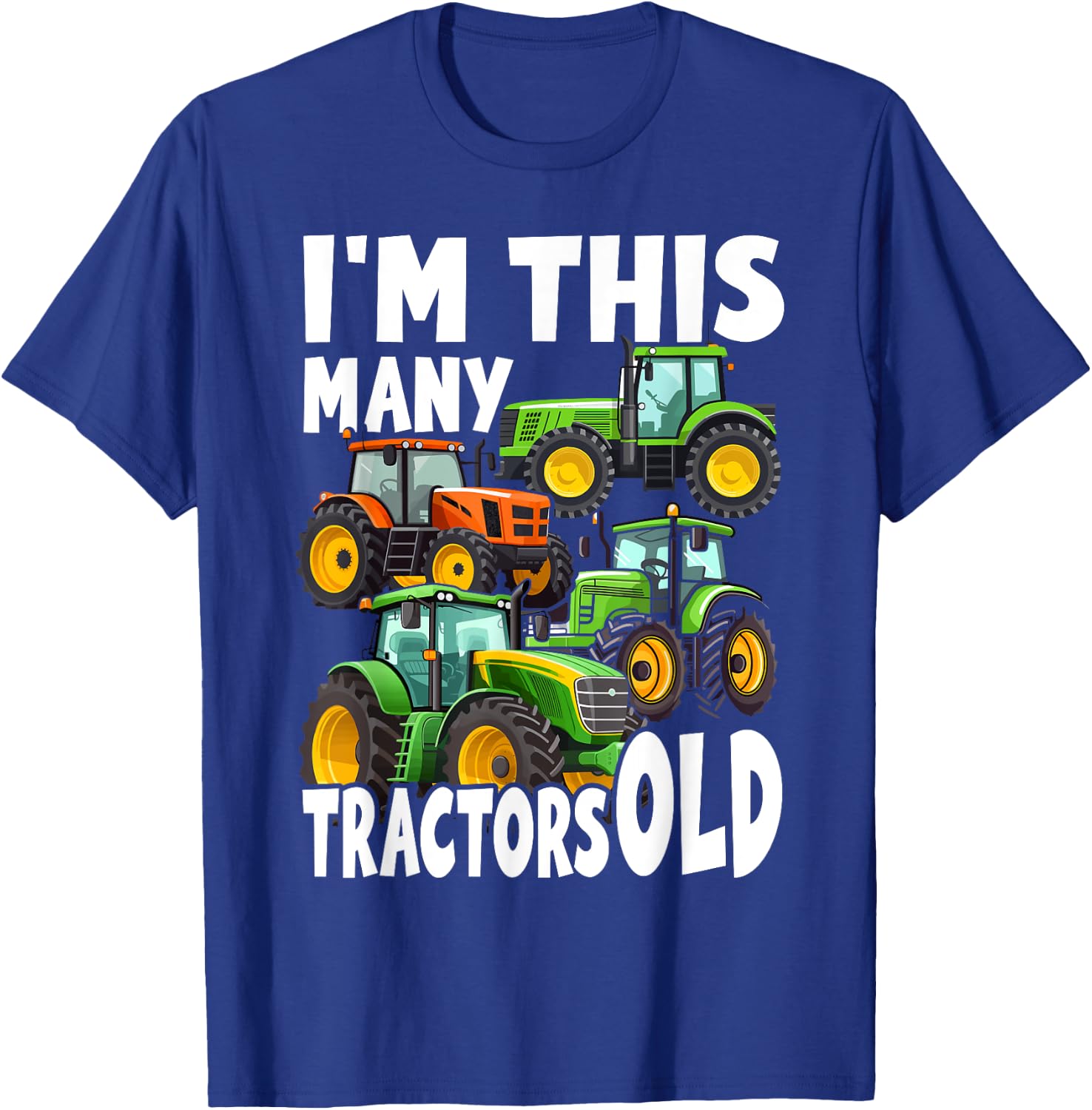 4 Year Old Boy Tractors Old 4th Birthday Farm Tractor Truck T-Shirt - T-Shirt | Royal