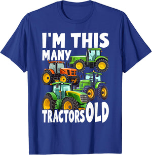 4 Year Old Boy Tractors Old 4th Birthday Farm Tractor Truck T-Shirt - T-Shirt | Royal