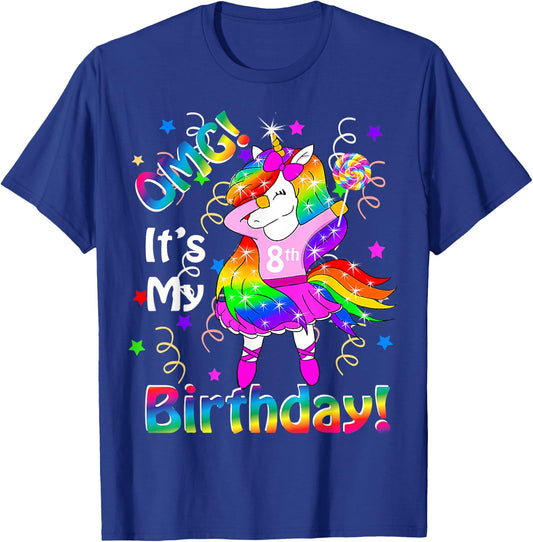 Kids OMG It's My 8th Birthday Girls Unicorn outfit T-Shirt - T-Shirt | Royal