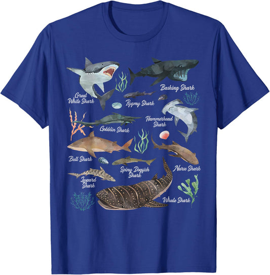Types Of Shark - Shark Breeds Species - Shark Love T-Shirt - T-Shirt | Royal