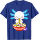 Fox Brother Kawaii Axolotl Eating Ramen Noodles Anime - -Kids/Adults, Black, Small, Short Sleeve T-Shirt - T-Shirt | Royal