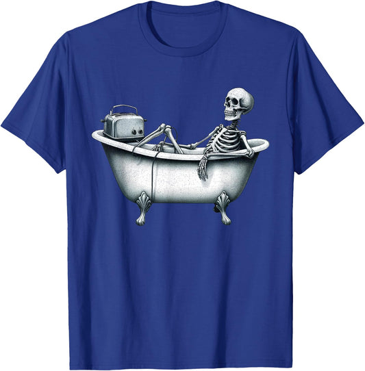 Funny Skeleton in Bathtub with Toaster T-Shirt - T-Shirt | Royal