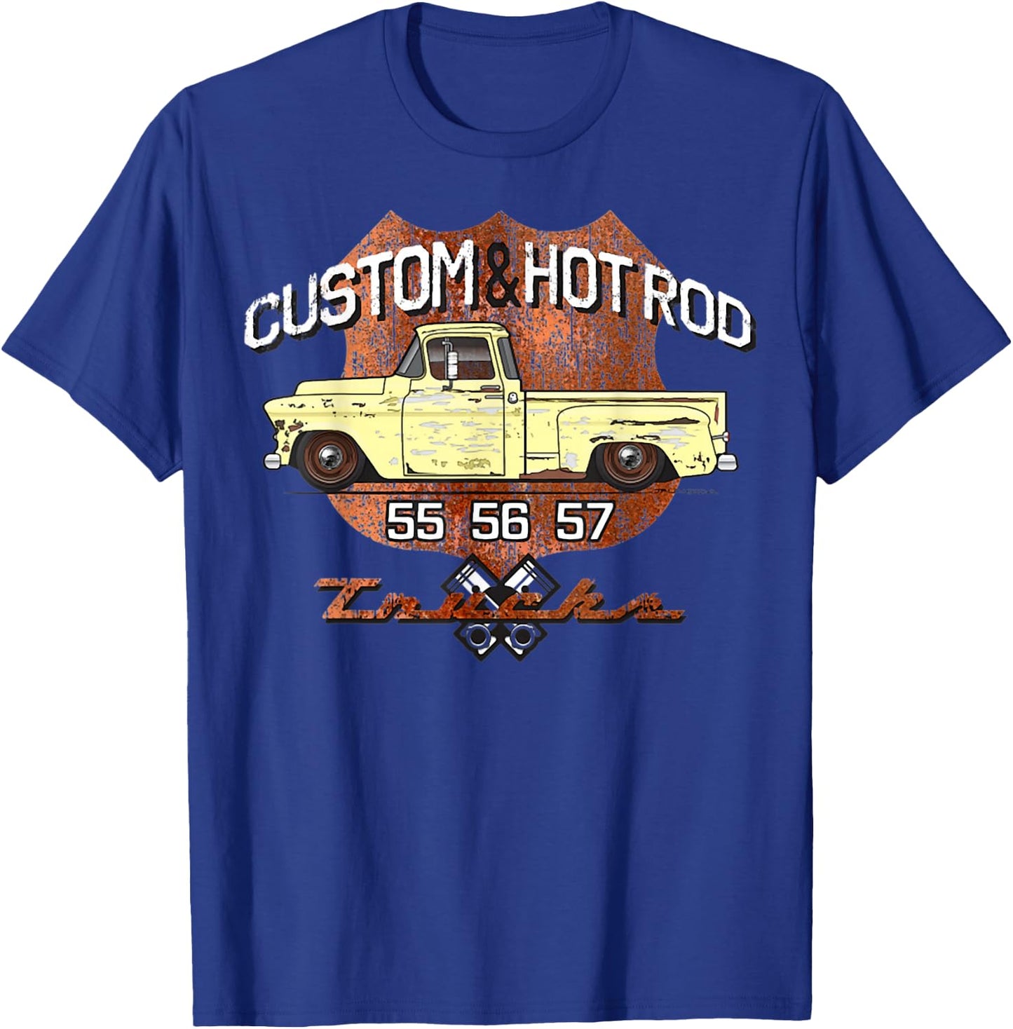 55 56 57 Chevys Truck T-Shirt - T-Shirt | Royal