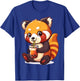 Kawaii Red Panda Drinking Bubble Tea Boba Anime Cute Graphic T-Shirt - T-Shirt | Royal