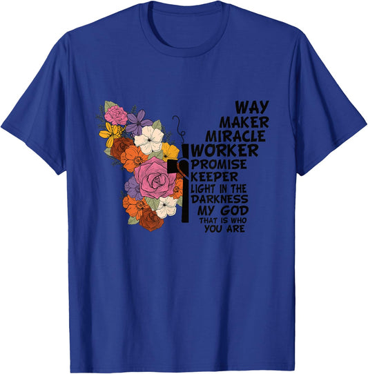 Waymaker Miracle Worker Christian Faith Inspiring Jesus T-Shirt - T-Shirt | Royal