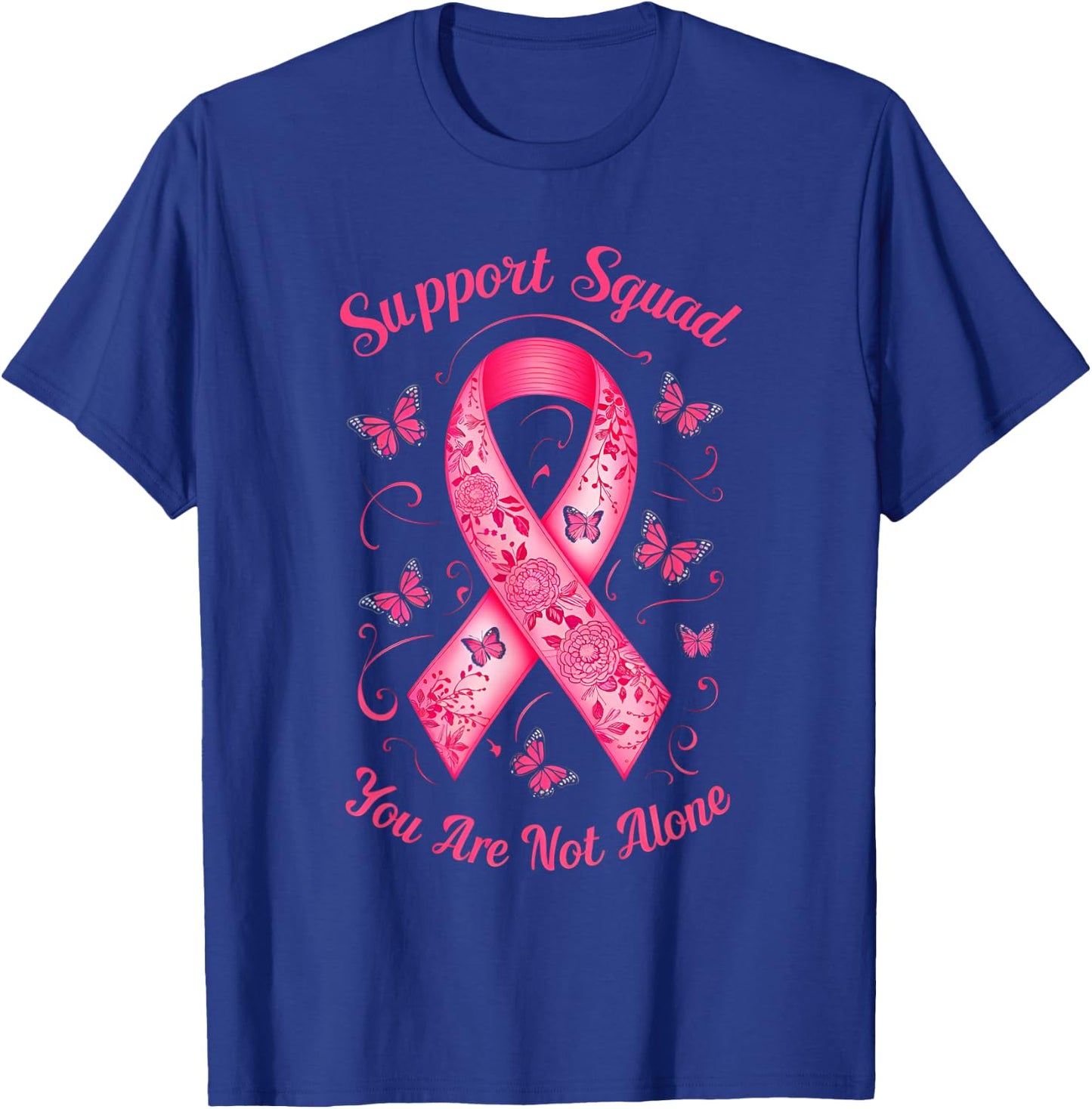Support Squad Breast Cancer Awareness Pink Ribbon Butterfly T-Shirt - T-Shirt | Royal