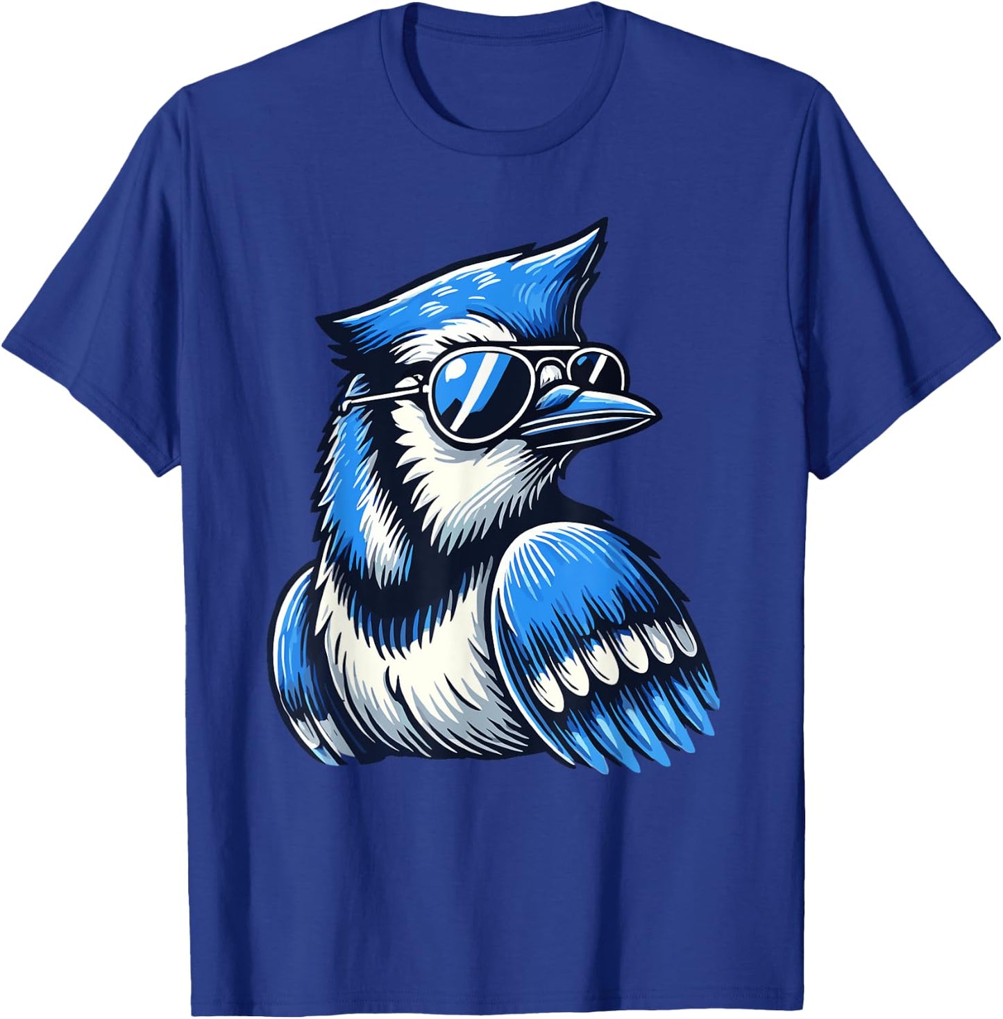Cool Blue Jay Bird Wearing Sunglasses Funny Animal Lover T-Shirt - T-Shirt | Royal