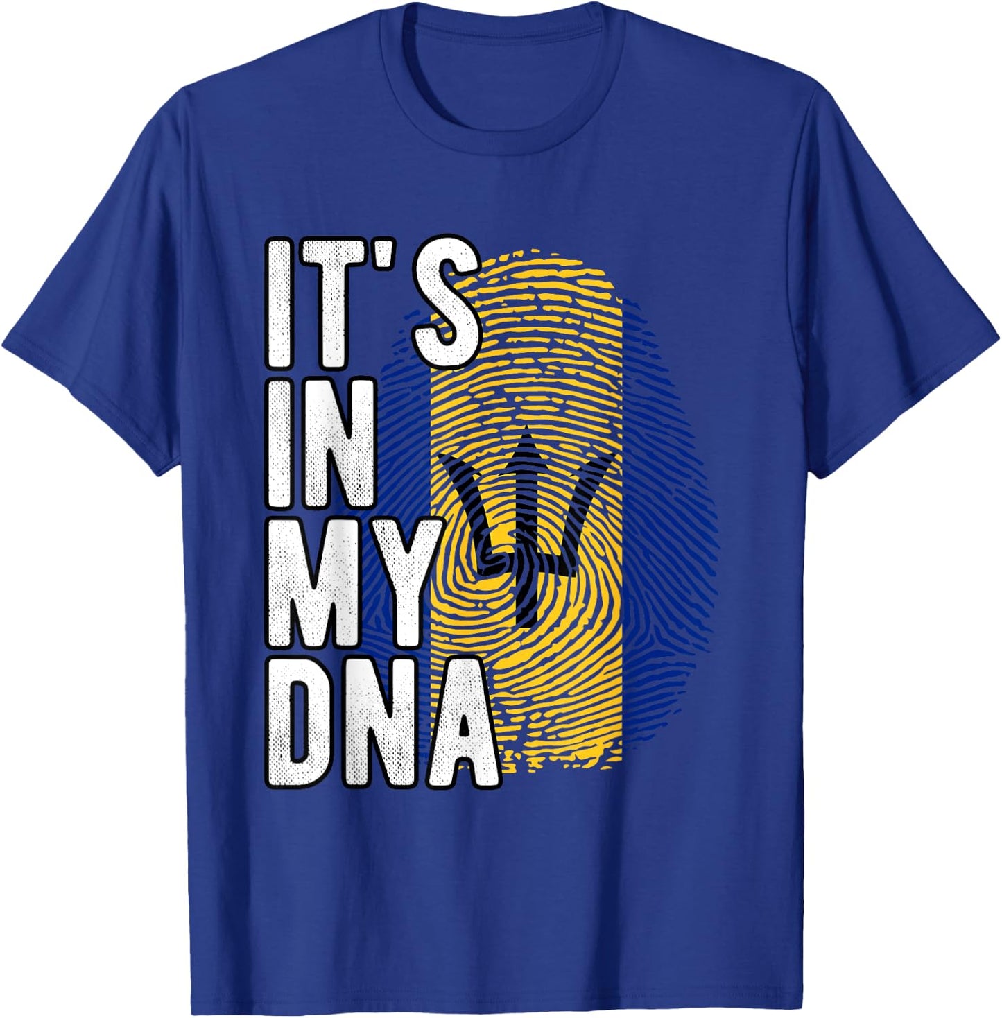 Funny it's in my DNA Barbados flag Fingerprint T-Shirt - T-Shirt | Royal