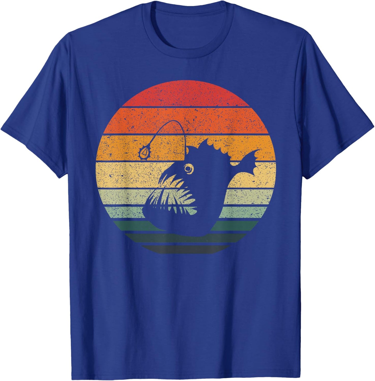 Vintage Retro Sunset Angler Fish T-Shirt - T-Shirt | Royal