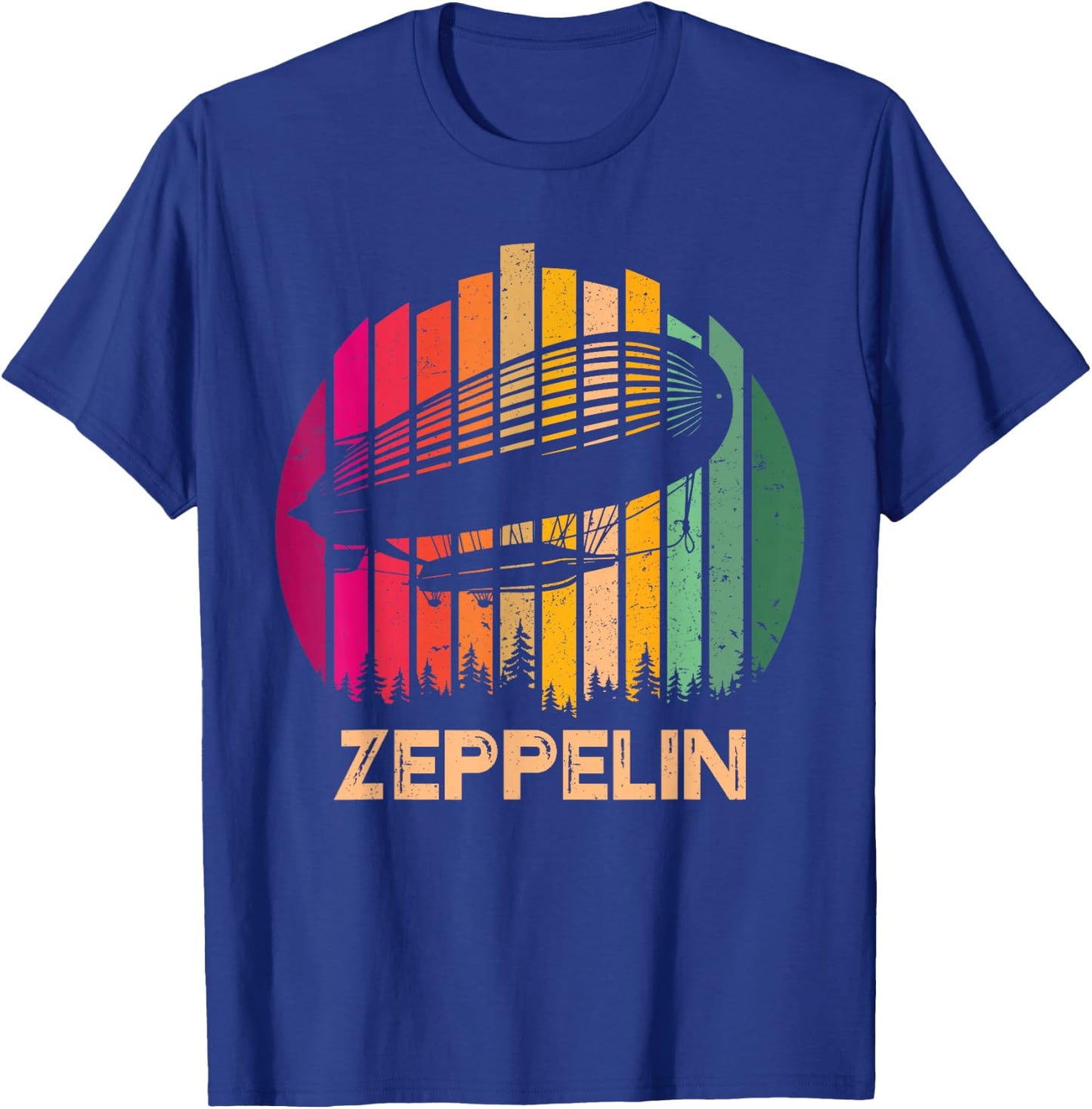 Retro Vintage Sunset Zeppelin 70s 80s Dirigible Airship T-Shirt - T-Shirt | Royal