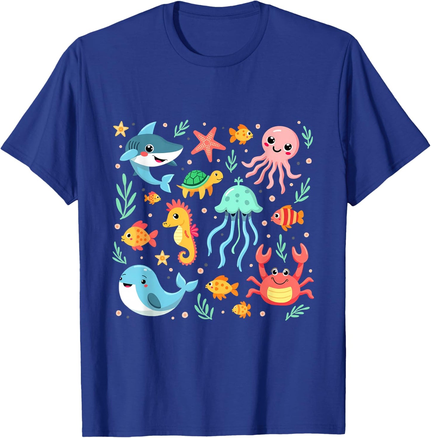 Cute Sea Animals Kids Children Ocean Creatures Clownfish T-Shirt - T-Shirt | Royal