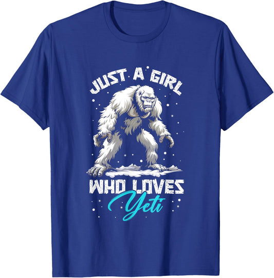 Vintage Just A Girl Who Loves Yeti Cute Animal Pet Monsters T-Shirt - T-Shirt | Royal
