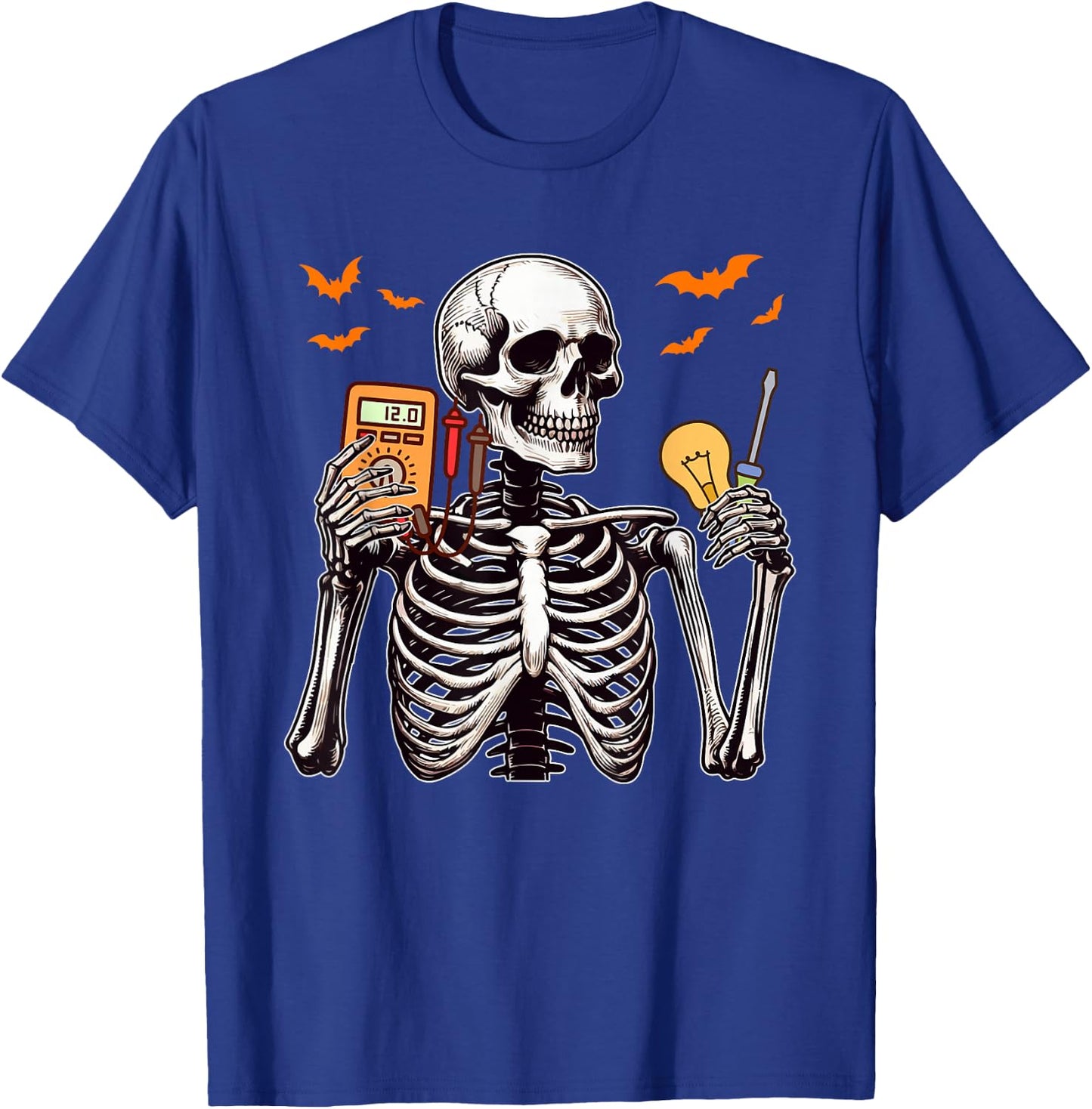 Electrician Job Horror Skeleton Halloween Team Costume T-Shirt - T-Shirt | Royal