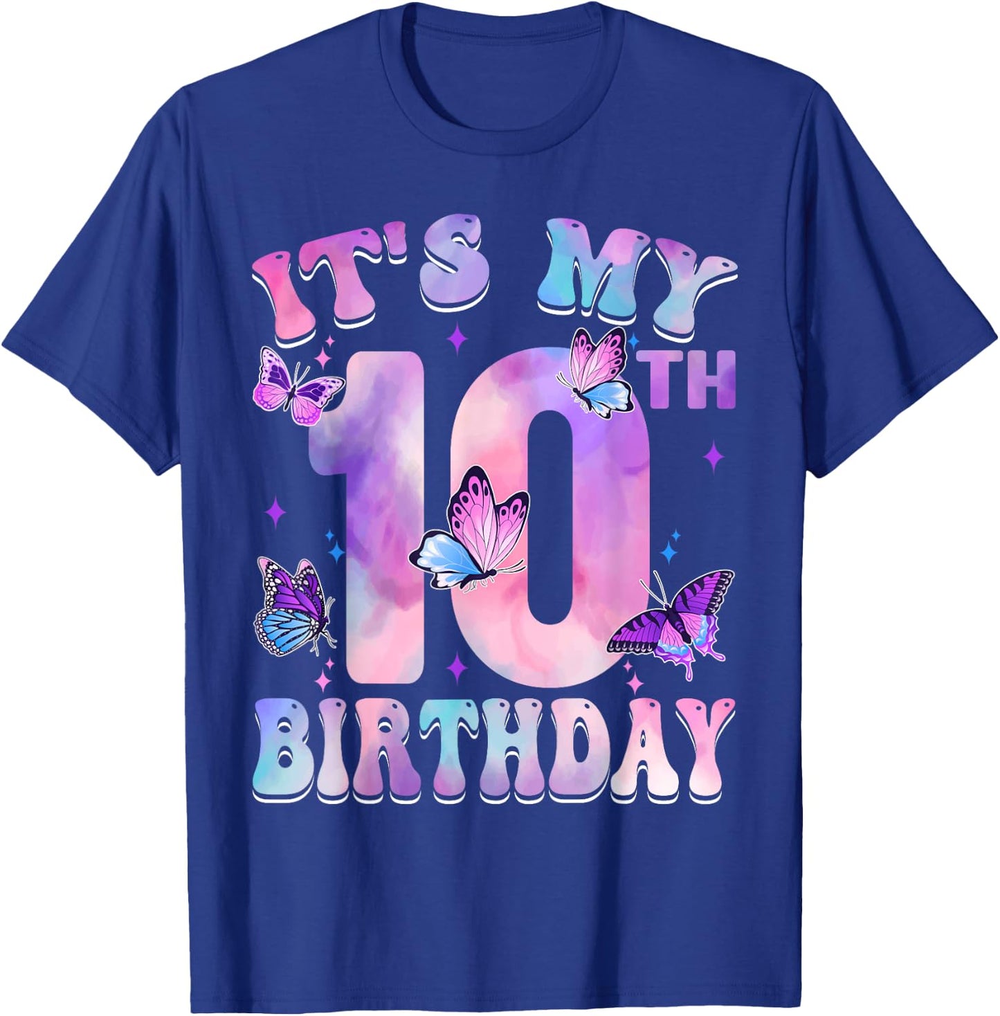 It's My 10th Birthday Butterfly Theme 10 Year Old Party Girl T-Shirt - T-Shirt | Royal