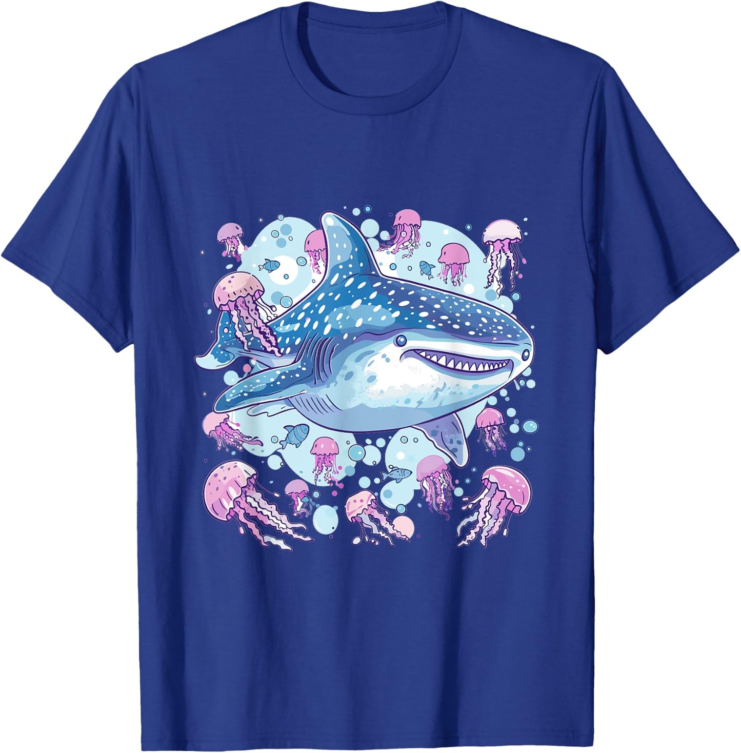Whale Shark with Jellyfish Sea Animal Graphic T-Shirt - T-Shirt | Royal