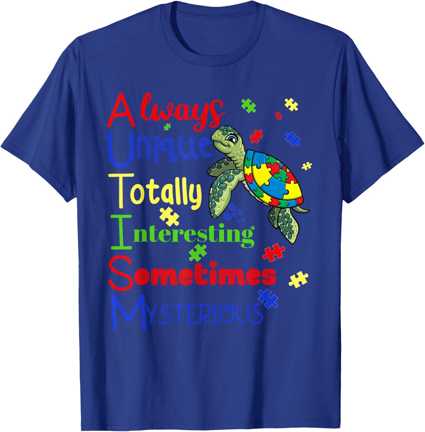 Autism Definition Puzzle Pieces Turtle Always Unique Gift T-Shirt - T-Shirt | Royal