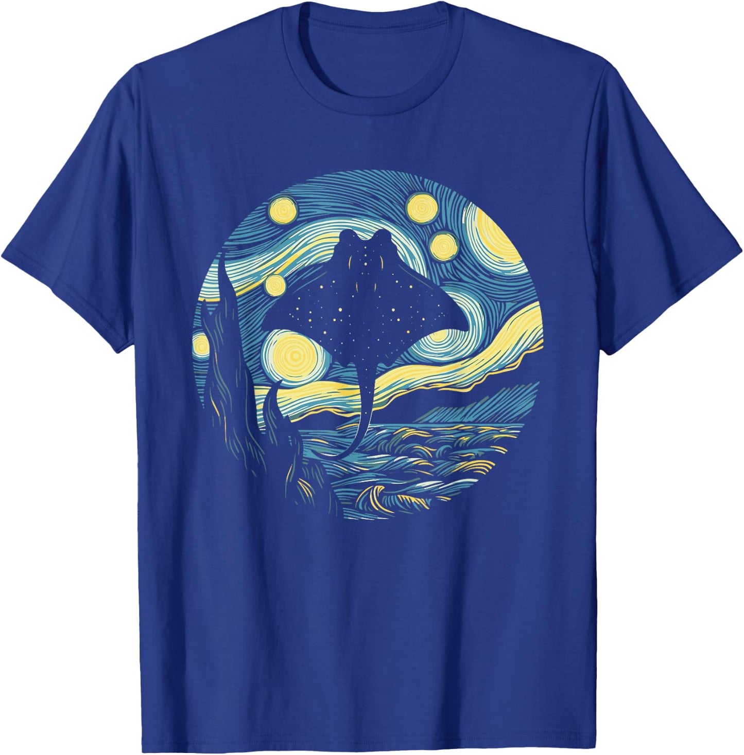 Stingray Manta Ray Starry Night Painting Art T-Shirt - T-Shirt | Royal