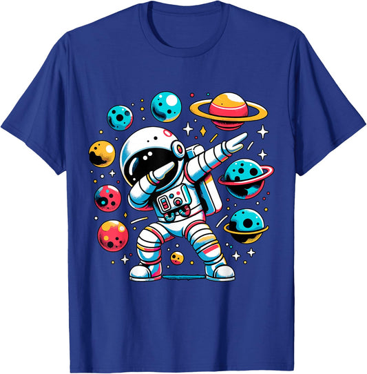 Dabbing Astronaut Space Galaxy T-Shirt - T-Shirt | Royal