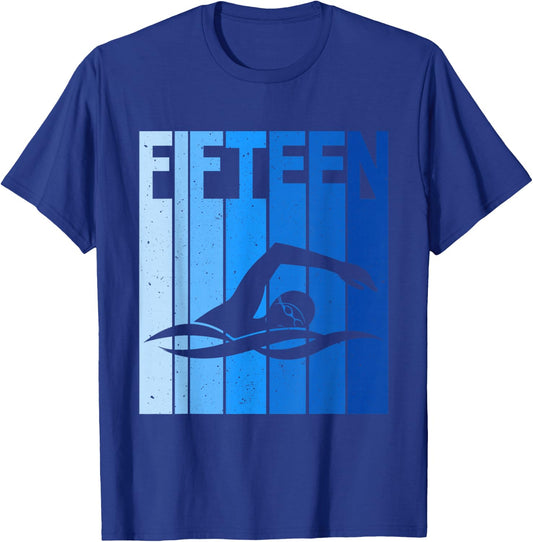 15th Birthday Swimming 15 Year Old Birthday Swimmer T-Shirt - T-Shirt | Royal