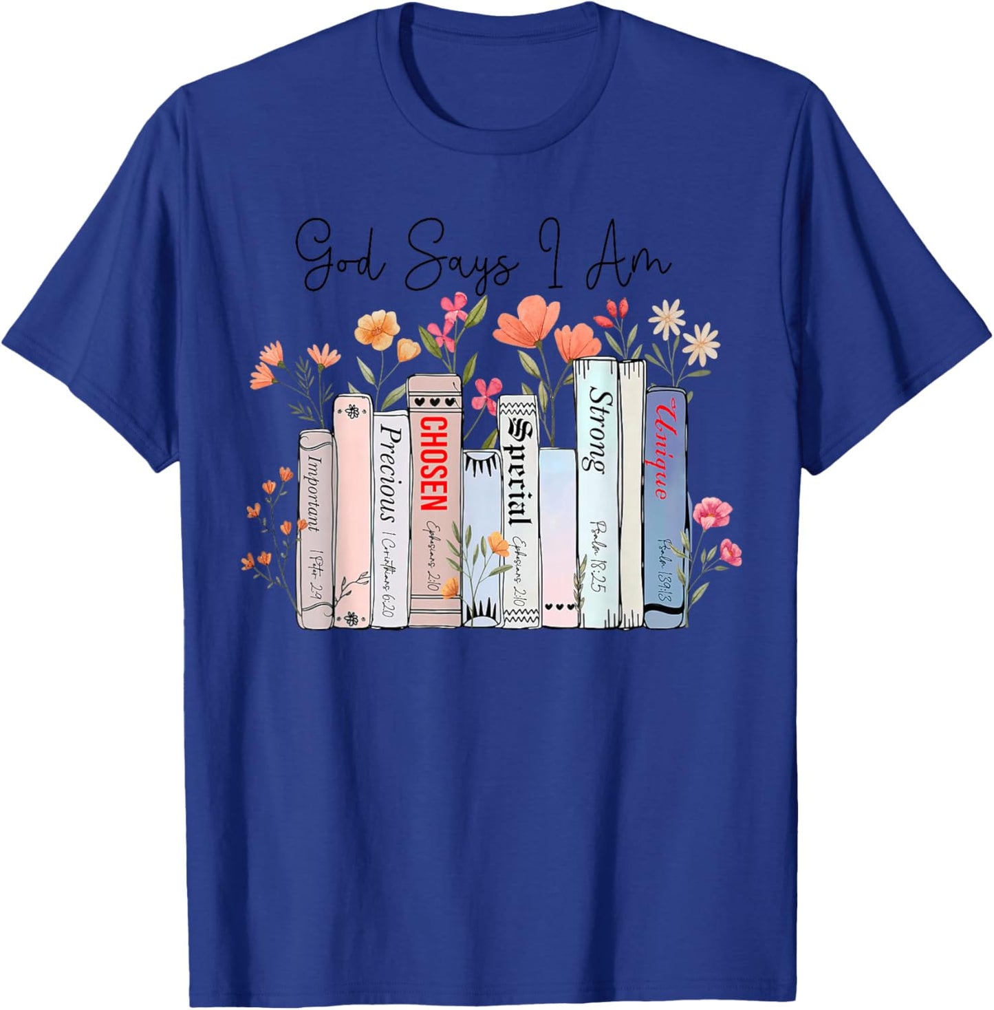 God Says I Am Funny Book Bible Verse Christian Girls Women T-Shirt - T-Shirt | Royal