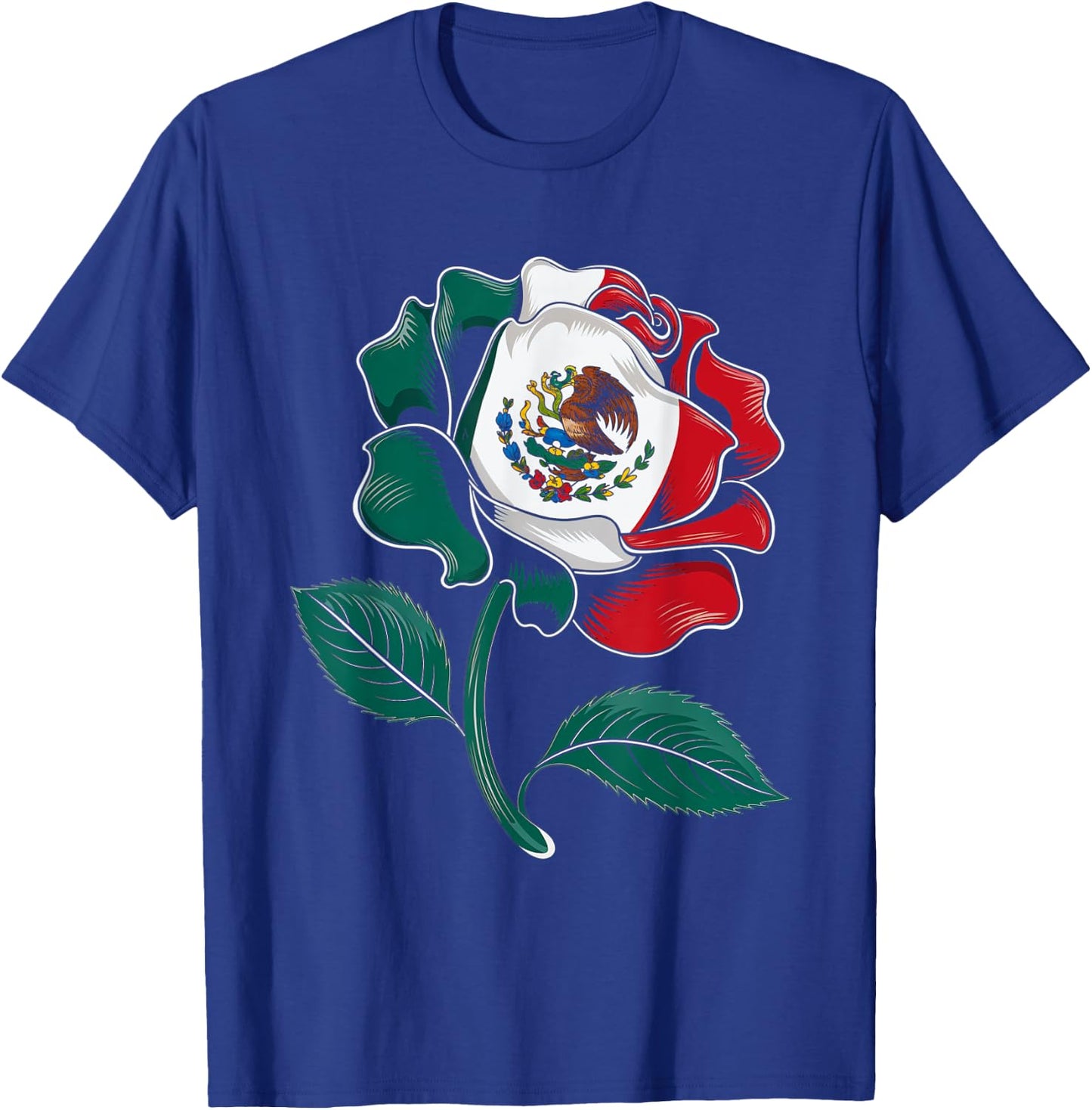 Mexico Rose Flag Design Mexican Pride Culture Love T-Shirt - T-Shirt | Royal