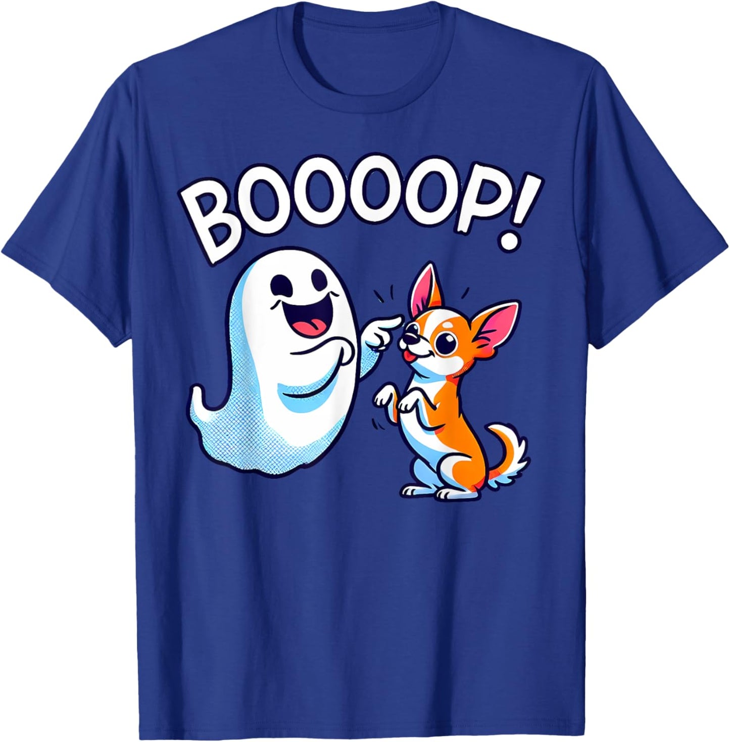 Funny Halloween Ghost Chihuahua Dog Boop Silly Puppy Humor Men Women Kids T-Shirt - T-Shirt | Royal