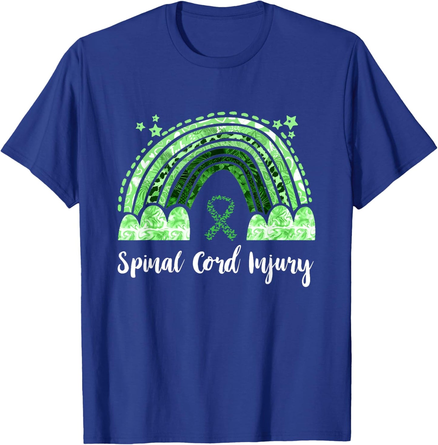 Lime Green Ribbon Rainbow Spinal Cord Injury Awareness T-Shirt - T-Shirt | Royal