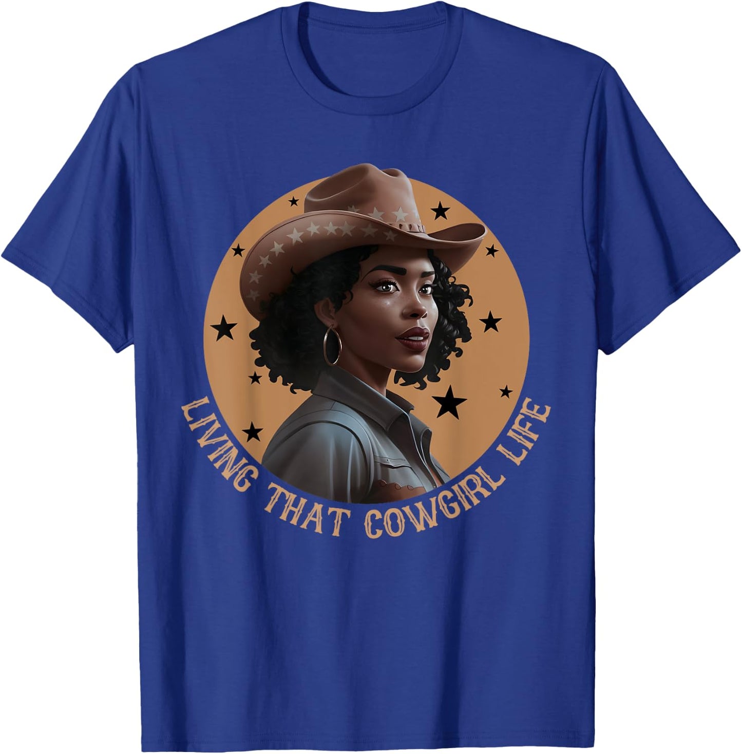 Living That Cowgirl Life Melanin Cowgirl Rodeo Style Country T-Shirt - T-Shirt | Royal