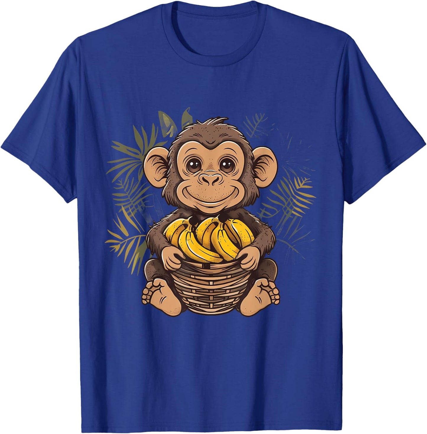 Banana Monkey Cute Monkey Animal Art Drawing Wildlife T-Shirt - T-Shirt | Royal