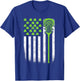 St Patricks Day Lacrosse Lax USA Flag Women Irish Shamrock T-Shirt - T-Shirt | Royal