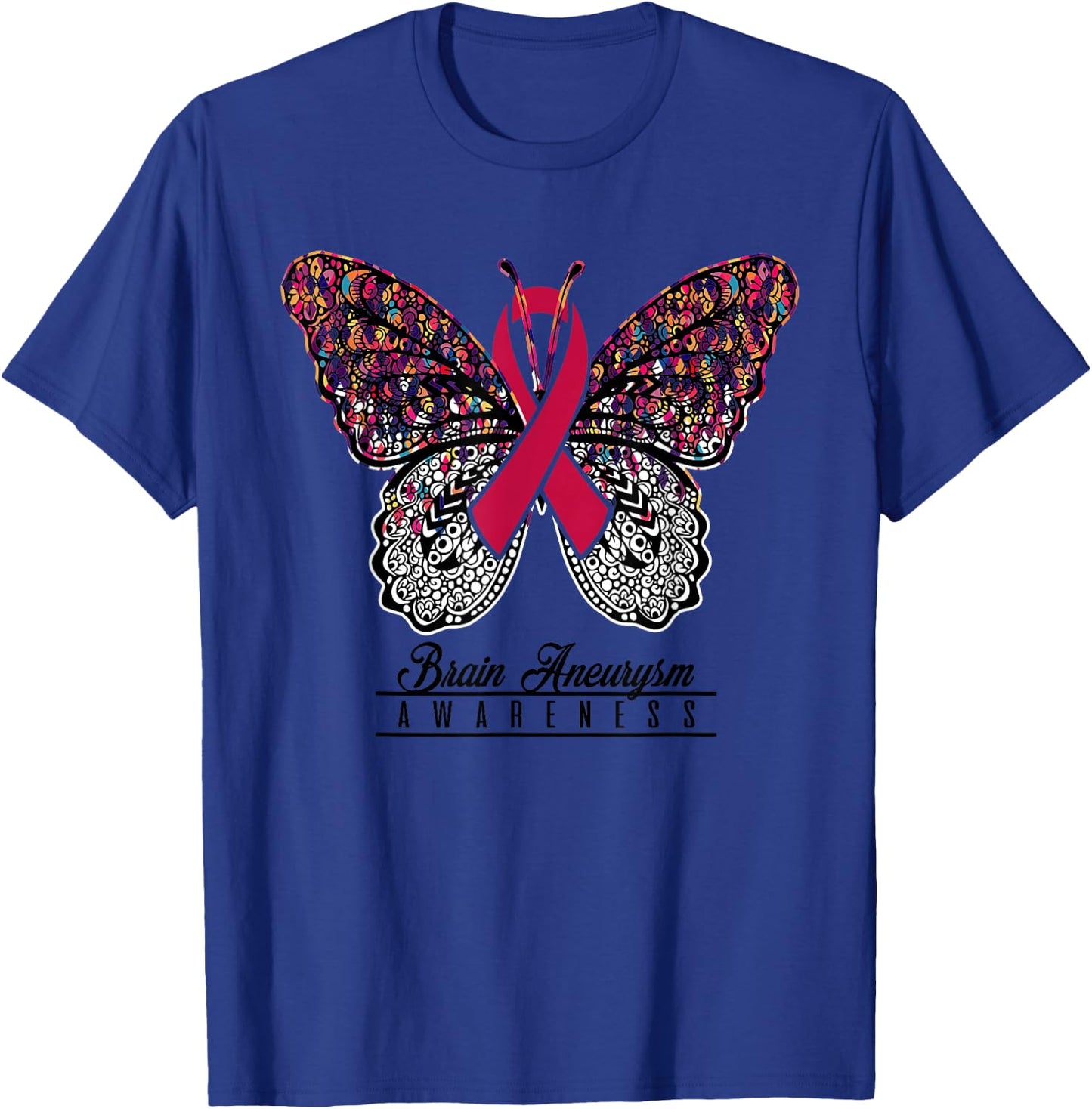 Brain Aneurysm Awareness Shirt Butterfly Lovers Gifts T-Shirt - T-Shirt | Royal