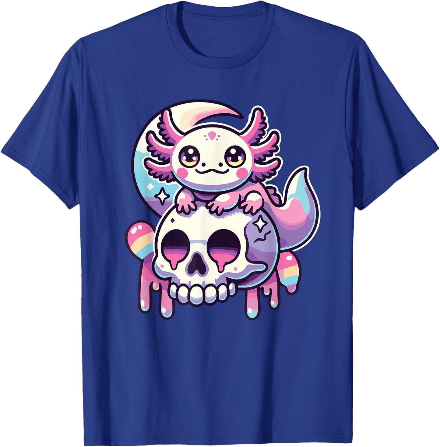 Kawaii Pastel Goth Cute Creepy Axolotl Bat Skeleton T-Shirt - T-Shirt | Royal