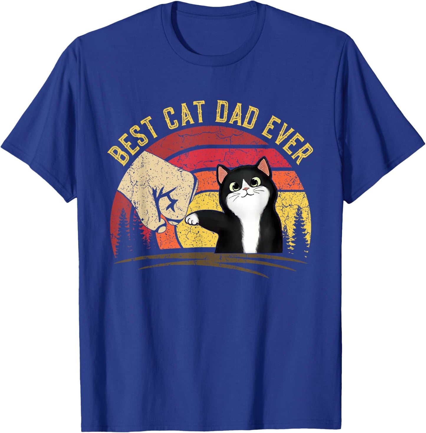 Cat Daddy Father's Day Cat Dad, Retro Best cat Dad Ever T-Shirt - T-Shirt | Royal