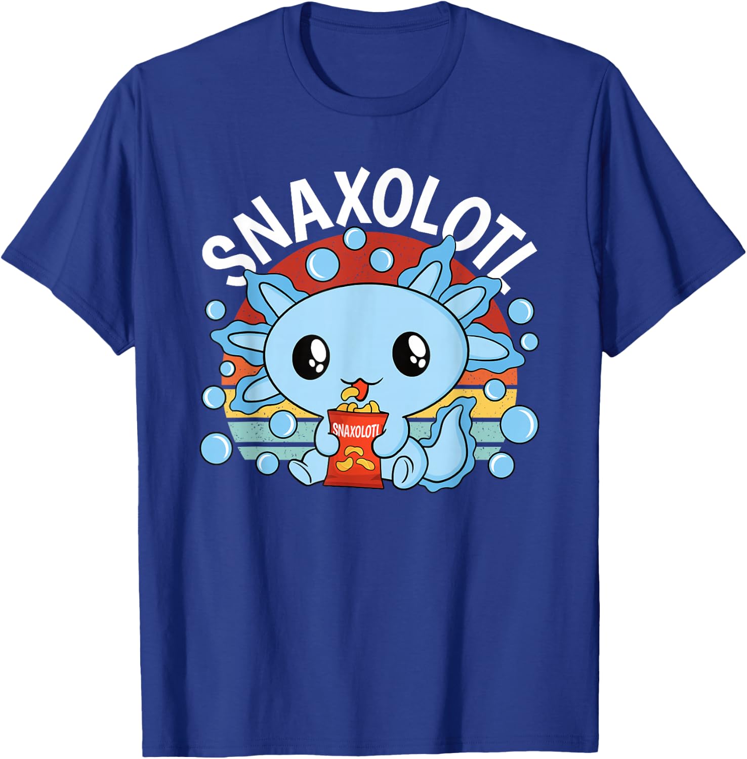 Snaxolotl Funny Snacking Kawaii Axolotl Men Women Kids T-Shirt - T-Shirt | Royal