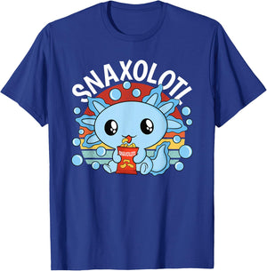 Snaxolotl Funny Snacking Kawaii Axolotl Men Women Kids T-Shirt - T-Shirt | Royal